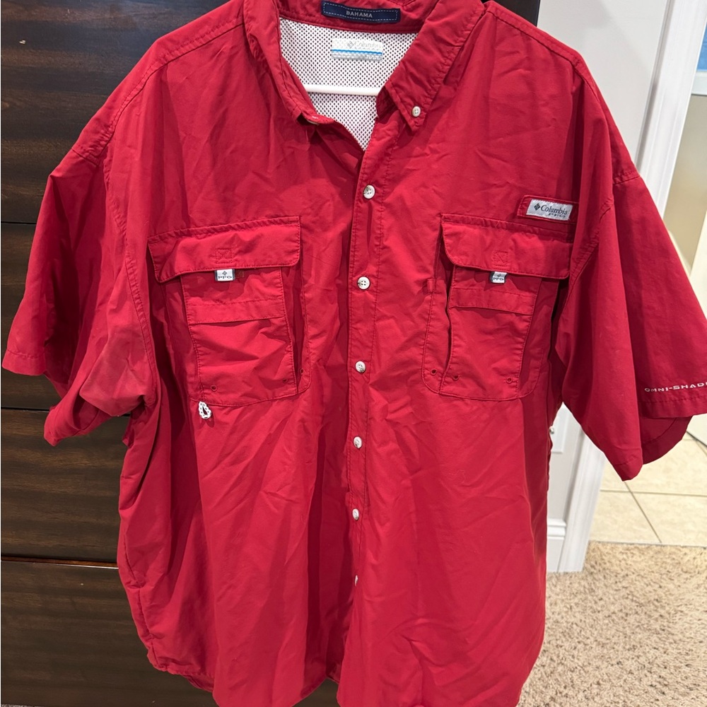Men’s Columbia PFG Bahama Short Sleeve Shirt - 3X/3TF - Red